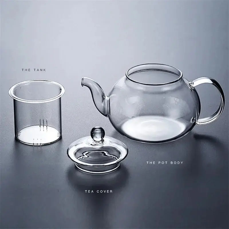 High Borosilicate Glass Flower Teapot Set: Heat-Resistant, Filterable, 400ml/1000ml"-4