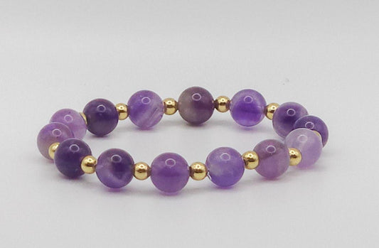 Amethyst Gold Elastic Bracelet | Handmade Jewelry
