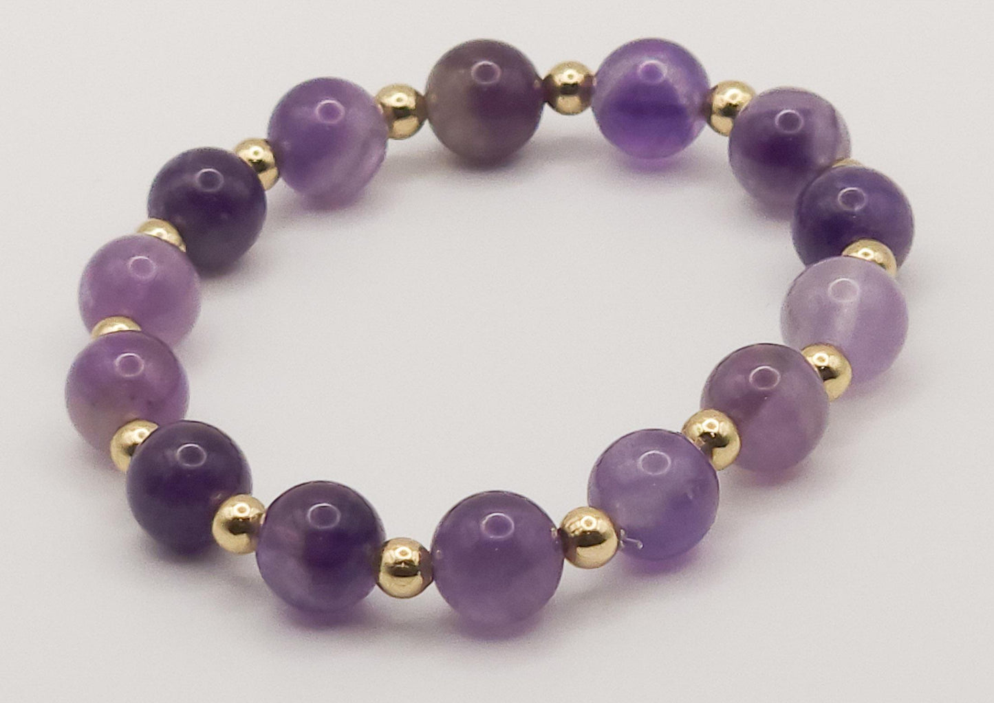 Amethyst Gold Elastic Bracelet | Handmade Jewelry