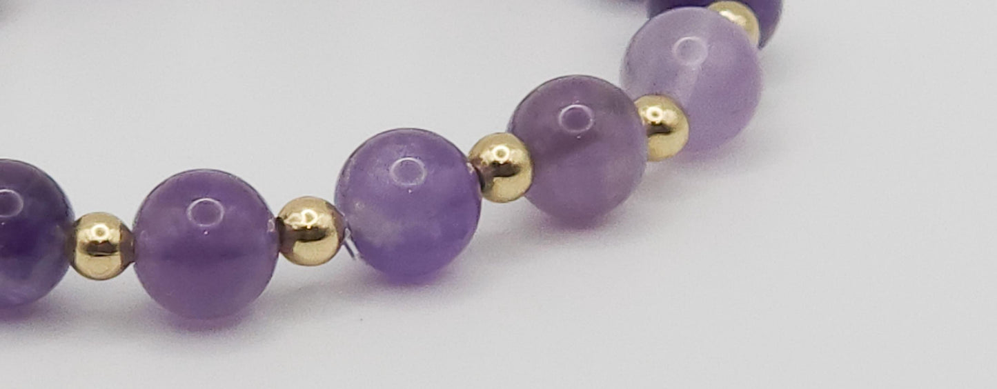 Amethyst Gold Elastic Bracelet | Handmade Jewelry