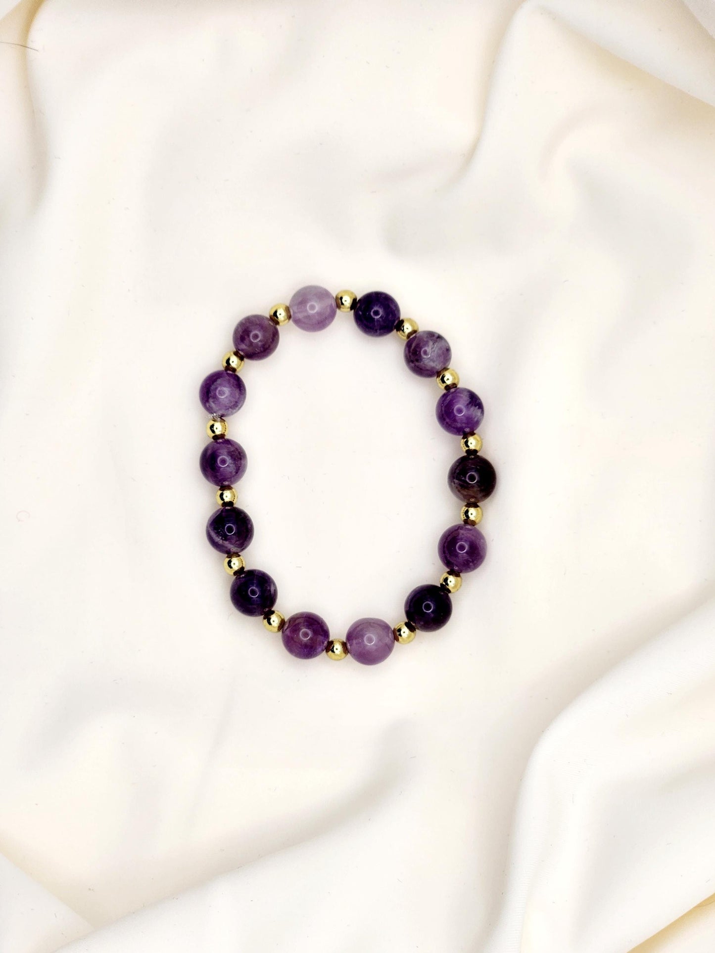 Amethyst Gold Elastic Bracelet | Handmade Jewelry