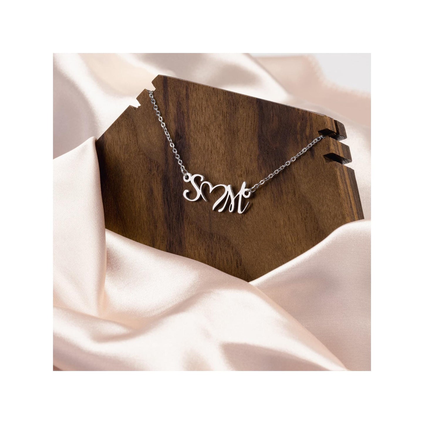 Custom Double Initial Heart Necklace