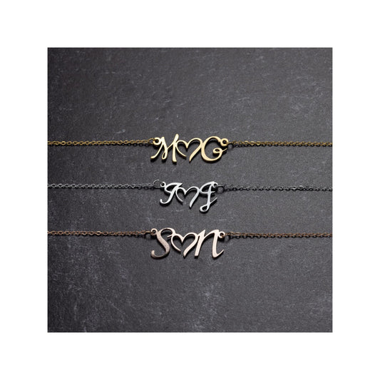 Custom Double Initial Heart Necklace