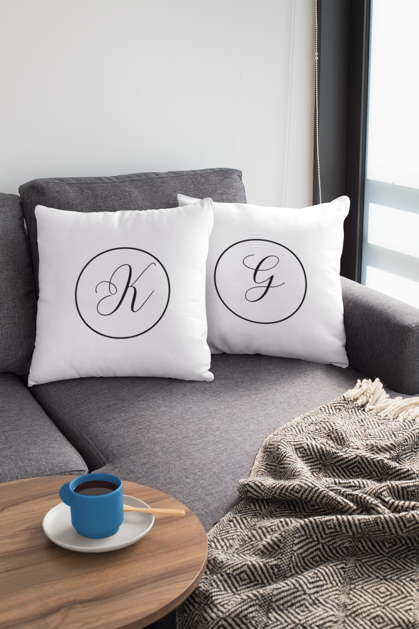 Personalized Monogram Pillow – Custom Initial Throw Pillow A–Z