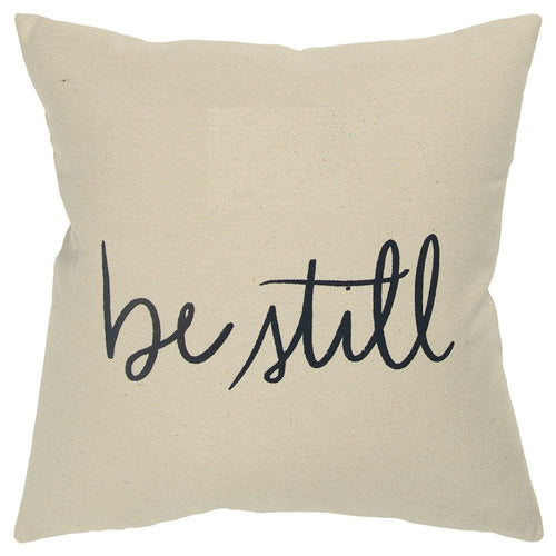 Black Taupe Canvas "Be Still" Throw Pillow