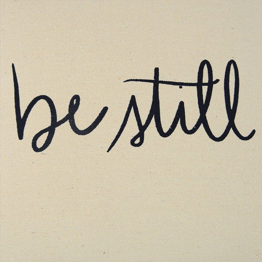 Black Taupe Canvas "Be Still" Throw Pillow